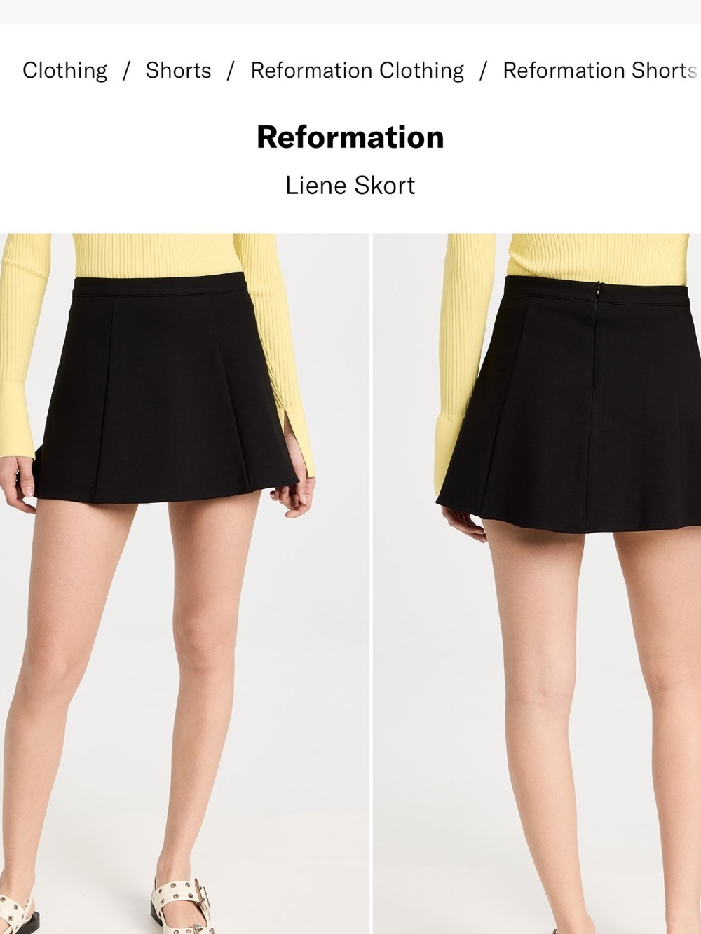 Reformation Black A-Line Skort